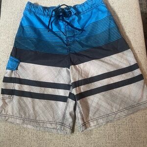 Blue and Gray Men's Striped Shorts Size Large